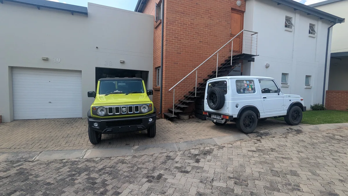 Suzy the Suzuki Samurai parked alongside Donald the Suzuki Jimny